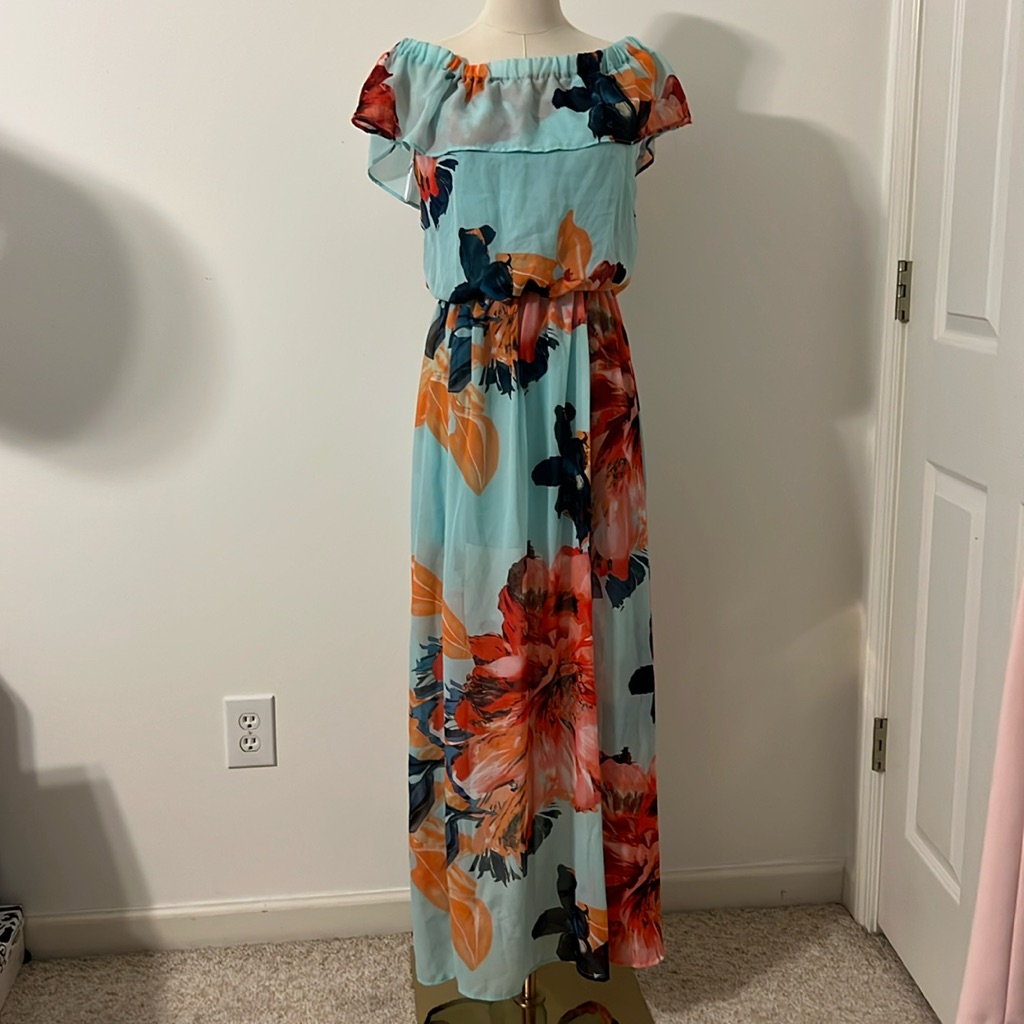 Bisou Bisou Off The Shoulder Floral Maxi Dress Nwt Size 2